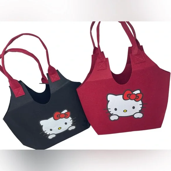 2 PACK Hello Kitty Felt Tote Bag Sanrio Handbag New - Picture 15 of 16